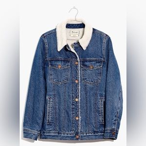 Madewell oversized jean jacket Sherpa size M NWT